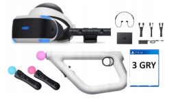 GOGLE PLAYSTATION VR V2 PS4+ 2x MOVE + ŁADOWARKA + KARABIN AIM + 3 GRY
