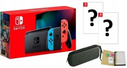 KONSOLA NINTENDO SWITCH NEON V2 + ETUI + SZKŁO + DWIE GRY DO WYBORU