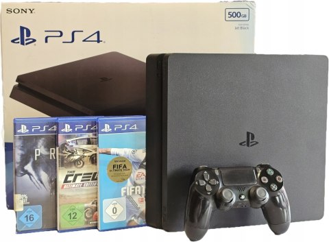 KONSOLA SONY PLAYSTATION 4 SLIM 500GB + ORYGINALNY PAD + 3 GRY PS4 KONSOLA SONY PLAYSTATION 4 SLIM 500GB + ORYGINALNY PAD + 3 GRY PS4