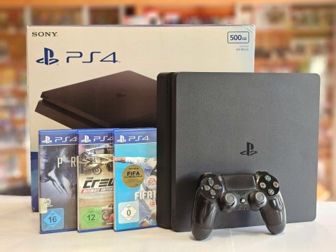 KONSOLA SONY PLAYSTATION 4 SLIM 500GB + ORYGINALNY PAD + 3 GRY PS4 KONSOLA SONY PLAYSTATION 4 SLIM 500GB + ORYGINALNY PAD + 3 GRY PS4