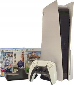 KONSOLA SONY PLAYSTATION 5 825GB Z NAPĘDEM BLU-RAY +PAD +ŁADOWARKA +3 GRY