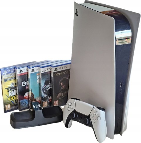 KONSOLA SONY PS5 PLAYSTATION 5 825GB Z NAPĘDEM BLU-RAY + PAD + ŁAD + 5 GIER KONSOLA SONY PS5 PLAYSTATION 5 825GB Z NAPĘDEM BLU-RAY + PAD + ŁAD + 5 GIER