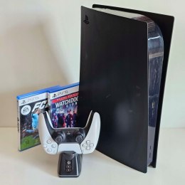 SONY PLAYSTATION 5 825GB SSD Z NAPĘDEM BLU-RAY + PAD +2 GRY + CZARNE PANELE