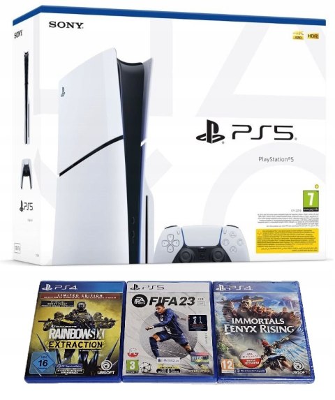 KONSOLA PS5 PLAYSTATION 5 SLIM 1TB Z NAPĘDEM BLU-RAY + PAD + 3 GRY