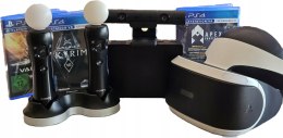 ZESTAW GOGLE PLAYSTATION VR V2 PS4 + KAMERA V2 + 2x MOVE + ŁADOWARKA + GRY