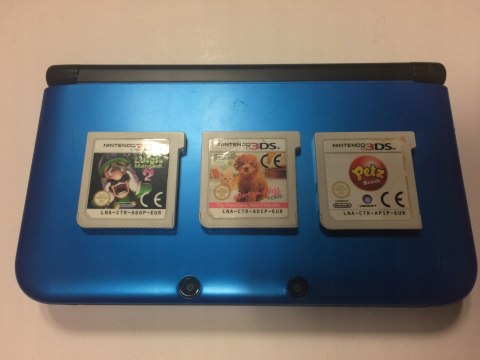 KONSOLA NINTENDO 3DS XL NIEBIESKA + USB + RYSIK + ETUI + 3 GRY