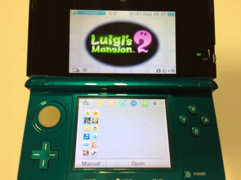 KONSOLA NINTENDO 3DS NIEBIESKA + USB + GRA LUIGI'S MANSION 2