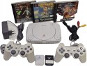 KONSOLA SONY PSX PLAYSTATION ONE + 2x DUALSHOCK + 2x KARTA PAMIĘCI + 3 GRY
