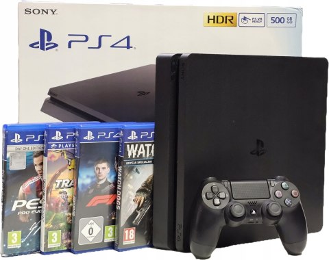 ZADBANA KONSOLA PS4 PLAYSTATION 4 SLIM 500GB 2216A + ŁADNY PAD + 4 GRY