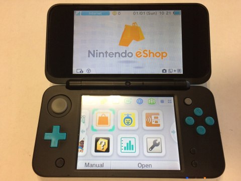 KONSOLA NEW NINTENDO 2DS XL NIEBIESKO-CZARNA + ŁADOWARKA + RYSIK + ETUI