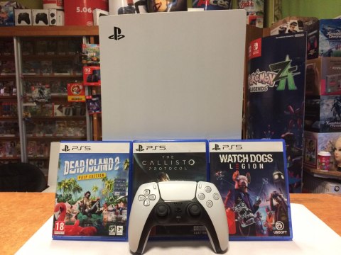 KONSOLA SONY PLAYSTATION 5 825GB SSD 1016A + PAD + 3 GRY + PUDEŁKO