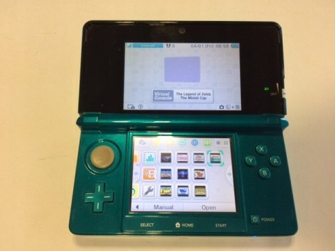 KONSOLA NINTENDO 3DS NIEBIESKA + 10 RETRO GIER + ŁAD + DOCK + PUDEŁKO