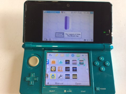 KONSOLA NINTENDO 3DS NIEBIESKA + 7 RETRO GIER + ŁAD + DOCK + PUDEŁKO