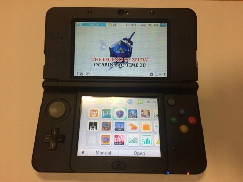 KONSOLA NEW NINTENDO 3DS CZARNA + 4 GRY + COVER PLATE' ALA DREWNO + PUDEŁKO