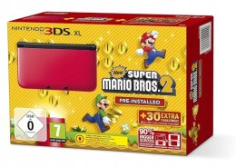 KONSOLA NINTENDO 3DS XL CZERWONA + PUDEŁKO + GRA NEW SUPER MARIO 2