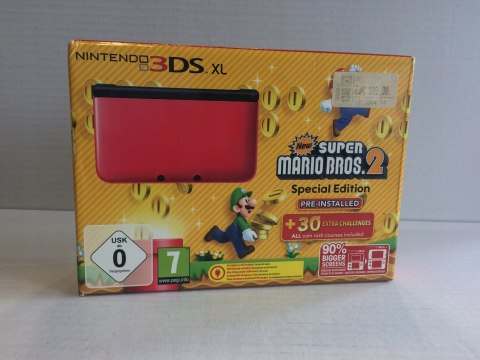 KONSOLA NINTENDO 3DS XL CZERWONA + PUDEŁKO + GRA NEW SUPER MARIO 2
