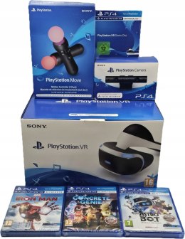 ZADBANE GOGLE SONY PLAYSTATION VR PS4/PS5 + KAMERA + 2x MOVE + 3 NOWE GRY