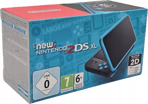 IDEALNA KONSOLA NEW NINTENDO 2DS XL NIEBIESKO-CZARNA + RYSIK + PUDEŁKO