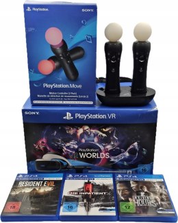 IDEALNE GOGLE SONY PLAYSTATION VR V2 PS4 + KAMERA V2 + 2x MOVE + 3 GRY
