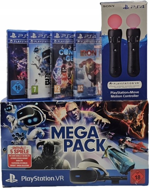 JAK NOWE GOGLE SONY PLAYSTATION VR V2 PS4 +KAMERA +2x MOVE V2 +4 NOWE GRY