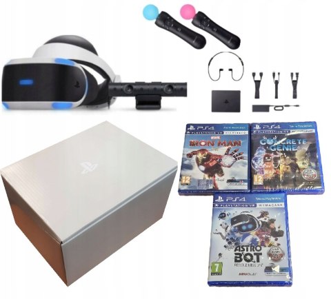 ZADBANY ZESTAW SONY PLAYSTATION VR V2 PS4/PS5 + KAMERA V2 + 2x MOVE + 3 GRY