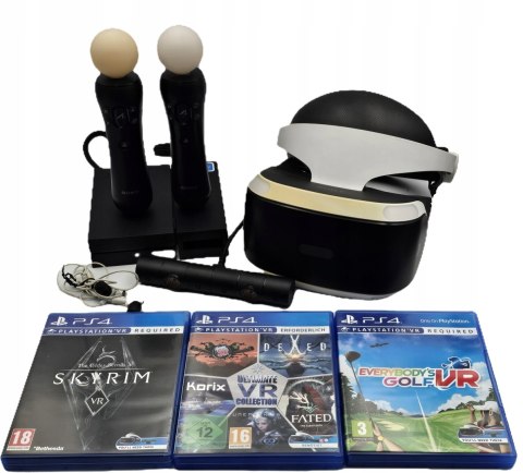 ZESTAW GOGLE PLAYSTATION VR PS4 + KAMERA V2 + 2x MOVE + 3 GRY