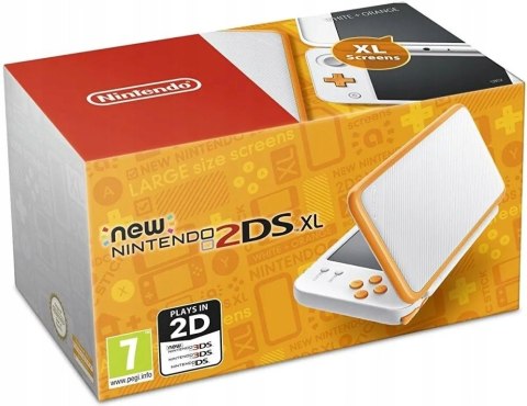 KONSOLA NEW NINTENDO 2DS XL BIAŁO-POMARAŃCZKOWA + RYSIK + PUDEŁKO