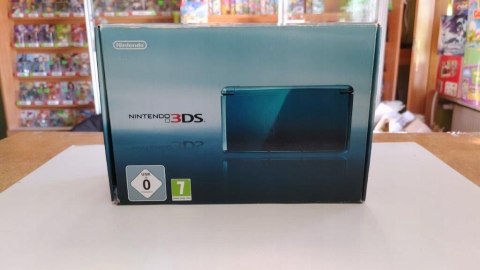 KONSOLA NINTENDO 3DS NIEBIESKA + RYSIK + GRA MARIO 3D + ŁADOWARKA + PUDEŁKO