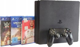 KONSOLA PS4 PLAYSTATION 4 SLIM 1TB + ORYGINALNY PAD + 3 GRY