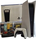 ZADBANA KONSOLA SONY PS5 PLAYSTATION 5 Z NAPĘDEM BLU-RAY +ŁADOWARKA +5 GIER