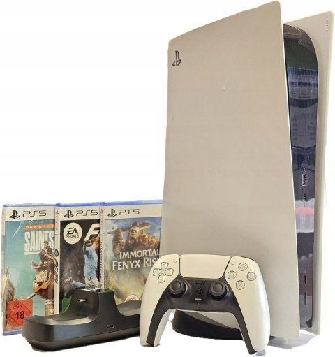 KONSOLA PS5 PLAYSTATION 5 825GB Z NAPĘDEM BLU-RAY + PAD + ŁADOWARKA + 3 GRY KONSOLA PS5 PLAYSTATION 5 825GB Z NAPĘDEM BLU-RAY + PAD + ŁADOWARKA + 3 GRY